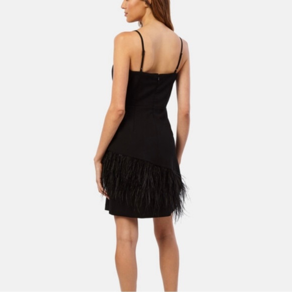 SAM EDELMAN SPAGHETTI ASYMMETRICAL FEATHER BLACK DRESS SIZE 8 - Picture 3 of 16